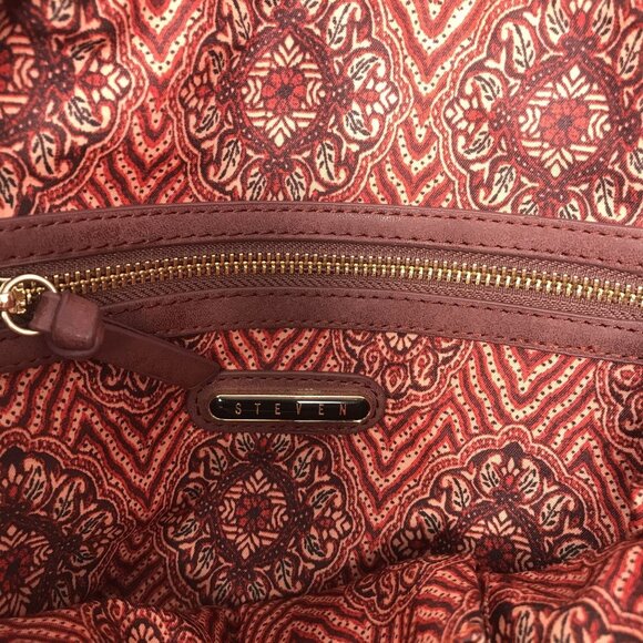 Steven by Steve Madden Jonah Tassel Bag Boho-Chic Mauve Shoulder Bag Gold Stud - Picture 12 of 16